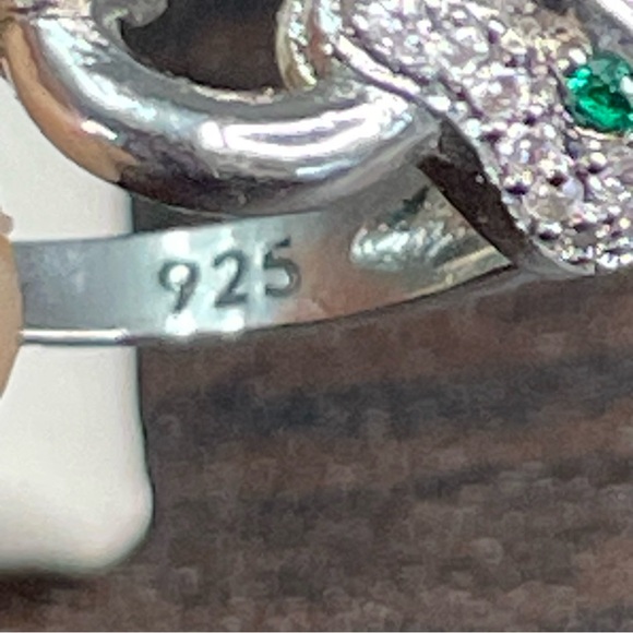925 silver panther ring bedazzled green eyes - Picture 3 of 8